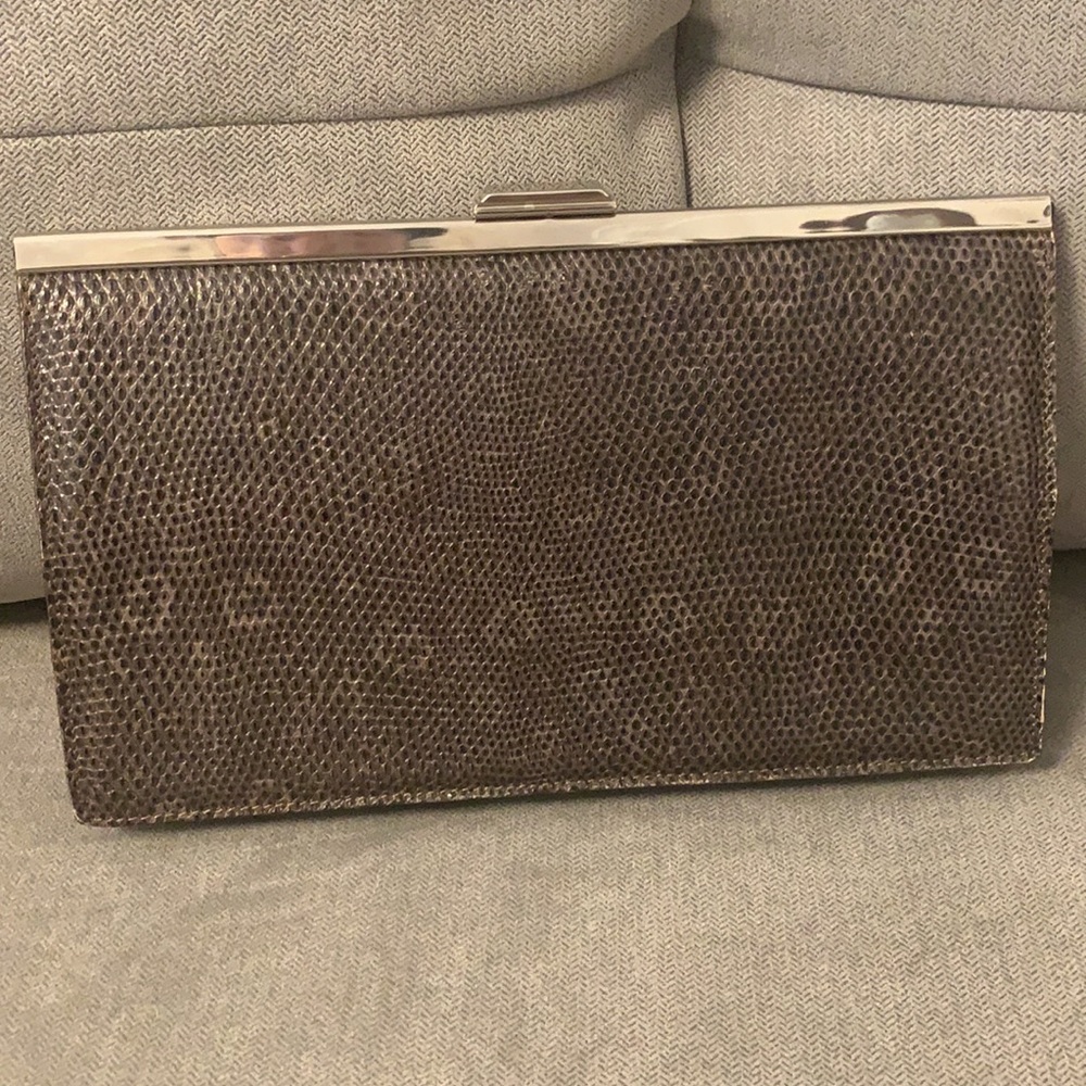J Crew Lizard Print Leather Clutch